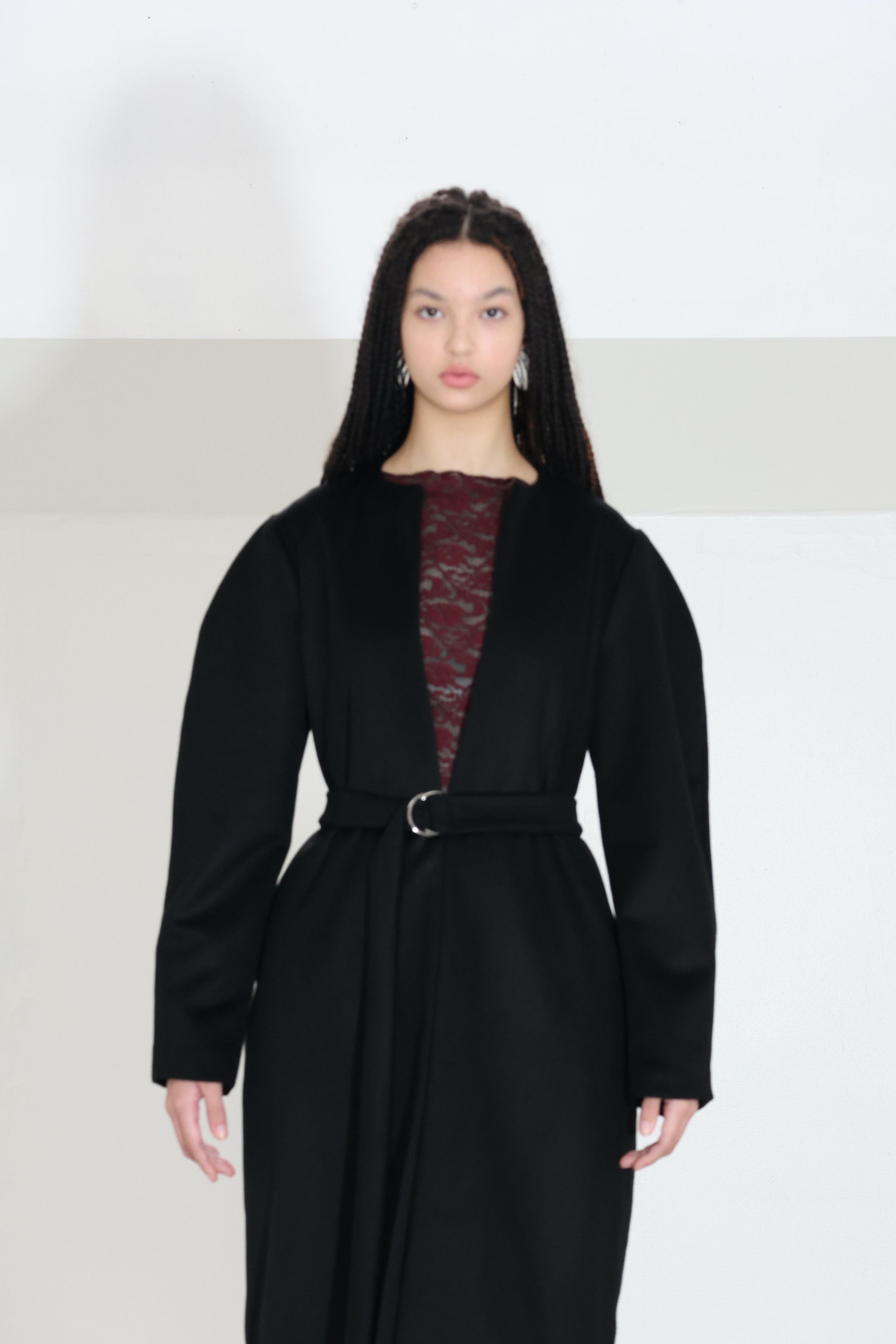 Jojo Ross Otherworldly Coat Black Wool Cashmere Pile Luxury Made in NZ