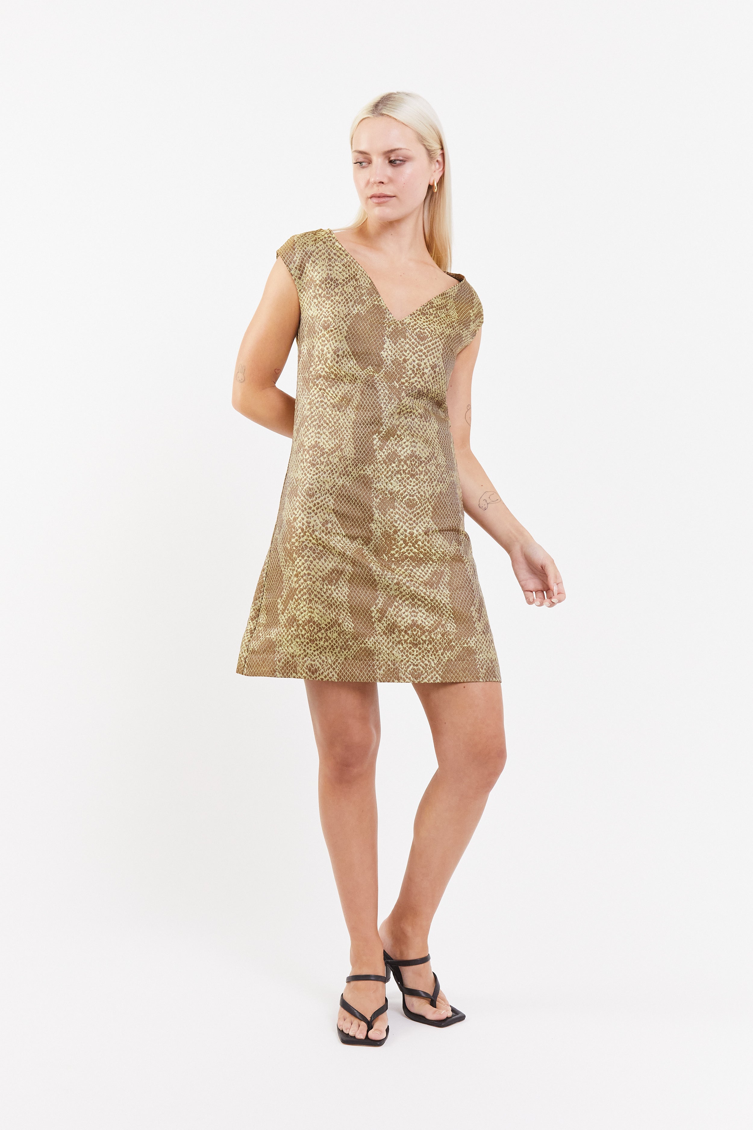 Martini Dress Silk Gold Snake Mini Classic Cocktail Evening Wedding Chic Made in NZ Jojo Ross Martini Dress Silk Gold Snake Mini Classic Cocktail Evening Wedding Chic Made in NZ Jojo Ross